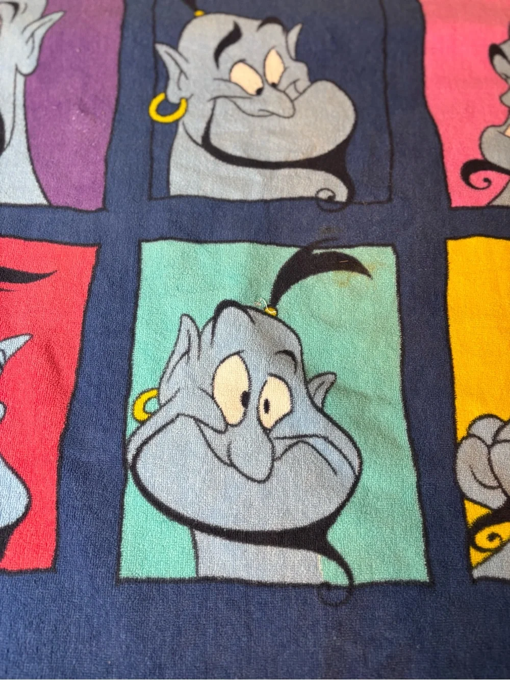 Vintage Disney Aladdin Faces of the Genie Beach Towel